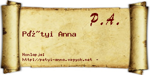 Pétyi Anna névjegykártya